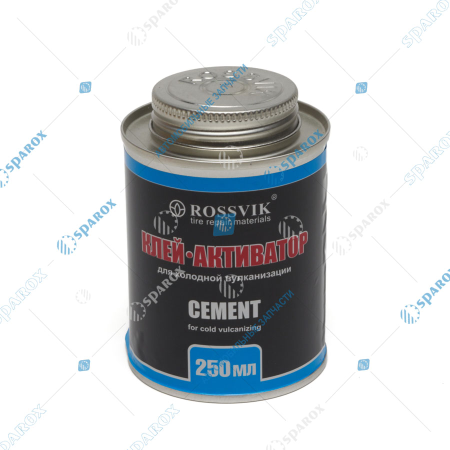 Rossvik-K.025.K.1/2 Клей шиномонтажный цемент активаторный Rossvik 340гр/250мл с кистью 46508