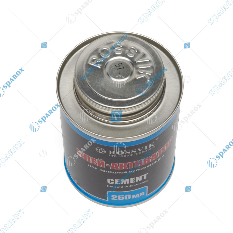 Rossvik-K.025.K.1/2 Клей шиномонтажный цемент активаторный Rossvik 340гр/250мл с кистью 46508