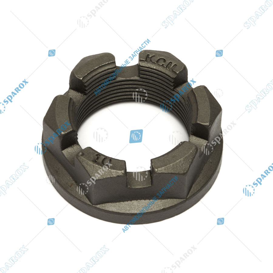 374964-01-СПЕЦМАШ Гайка М42х2-5Н6Н фланца редуктора, корончатая (ТЕФЛОН) МАЗ (СПЕЦМАШ)