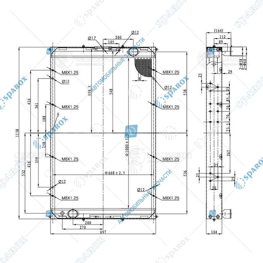 LUZAR-LRc0780 Радиатор Камаз-5480 2-ряд. алюминиевый (5480-1301010) LRc0780 (LUZAR)