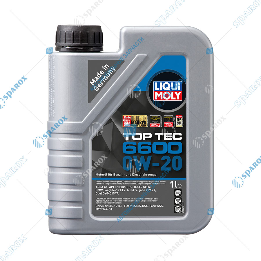 LIQUI MOLY-21410 Масло мотор.НС-синт. Top Tec 6600 0W-20 1л