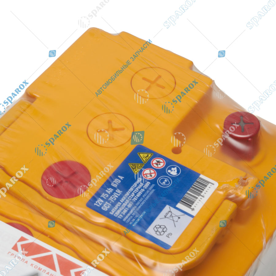 6СТ-75-3703010 Аккумулятор 6СТ75 обратная полярность, конусные клеммы ПАЗ