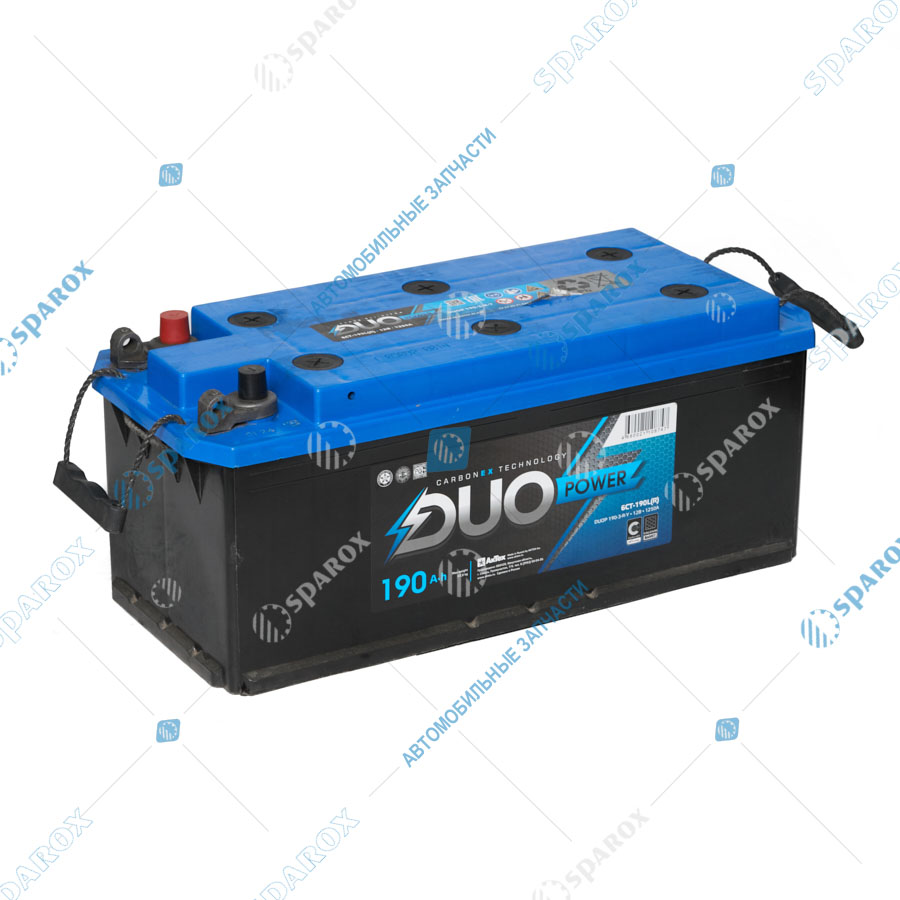 6СТ-190-3703010 Аккумулятор 6СТ190 обр. пол., универсальные клеммы DUO POWER DUOP 190-З-R-У (АкТех)
