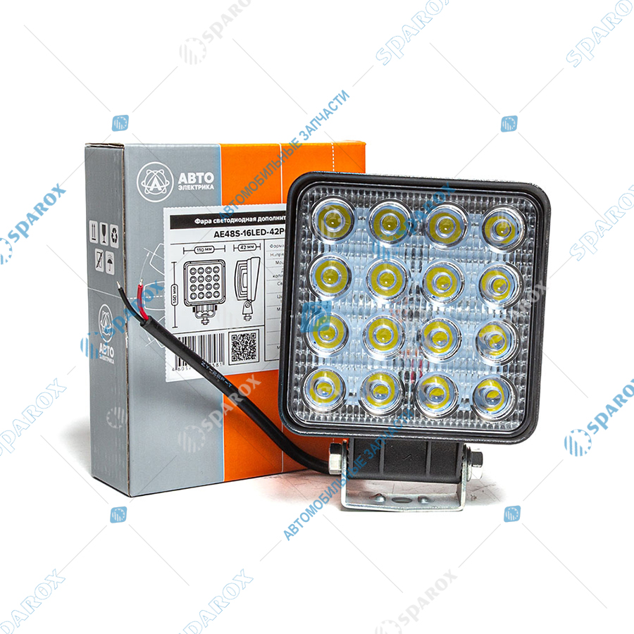 АЕ-AE48S-16LED-42PC Фара светодиодная квадратная 110х42х140 рассеяный свет 10/30В 48Вт 16 диодов AE48S-16LED-42PC (АЕ)