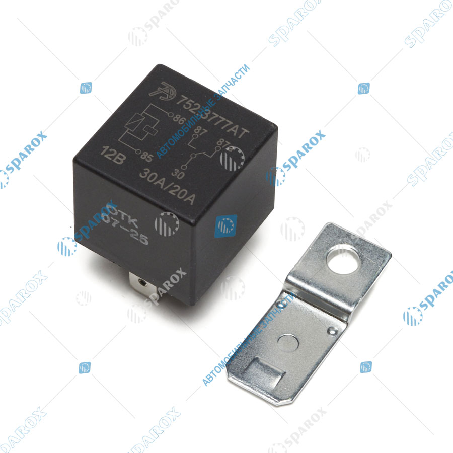 752-3777АТ Реле 5-ти контактное 12В 30/20А с кронштейном, с резистором 752.3777АТ (АвтоТрейд)