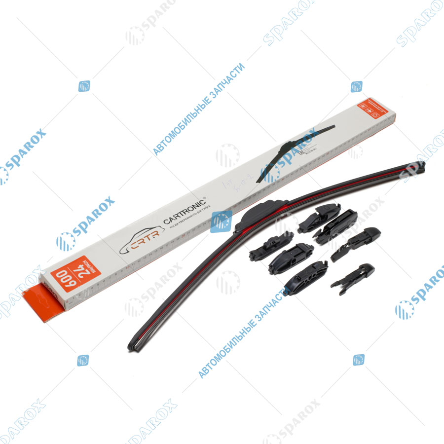 CARTRONIC-CRTR0135231 Щетка стеклоочистителя 600мм бескаркасная с набором адаптеров (9шт.) Премиум CRTR0135231 (Cartronic)