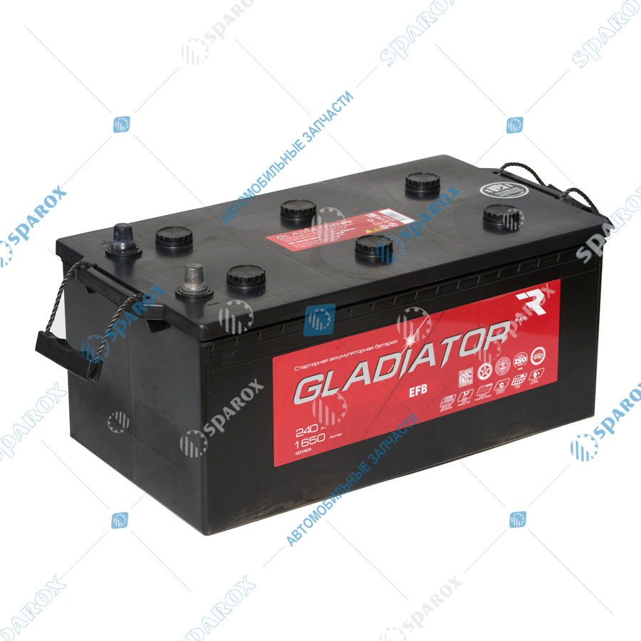 6СT240-3703010 Аккумулятор 6СТ240 обр. пол. GLADIATOR EFB (завод Tungstone г.Рязань)