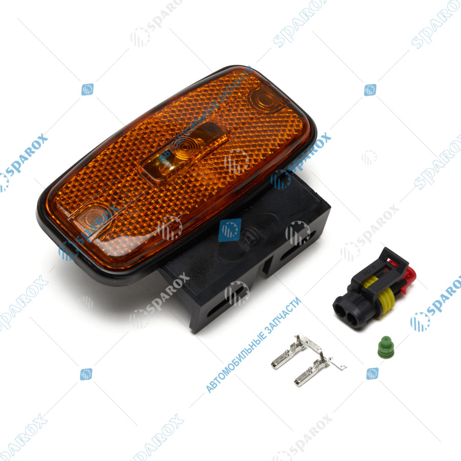 Евросвет-ГФ1.25 (КВ) Фонарь габаритный (прямоуг.) желтый светодиодный АМР с кронштейном (овальный разъем) 12/24В ГФ1.25КВ