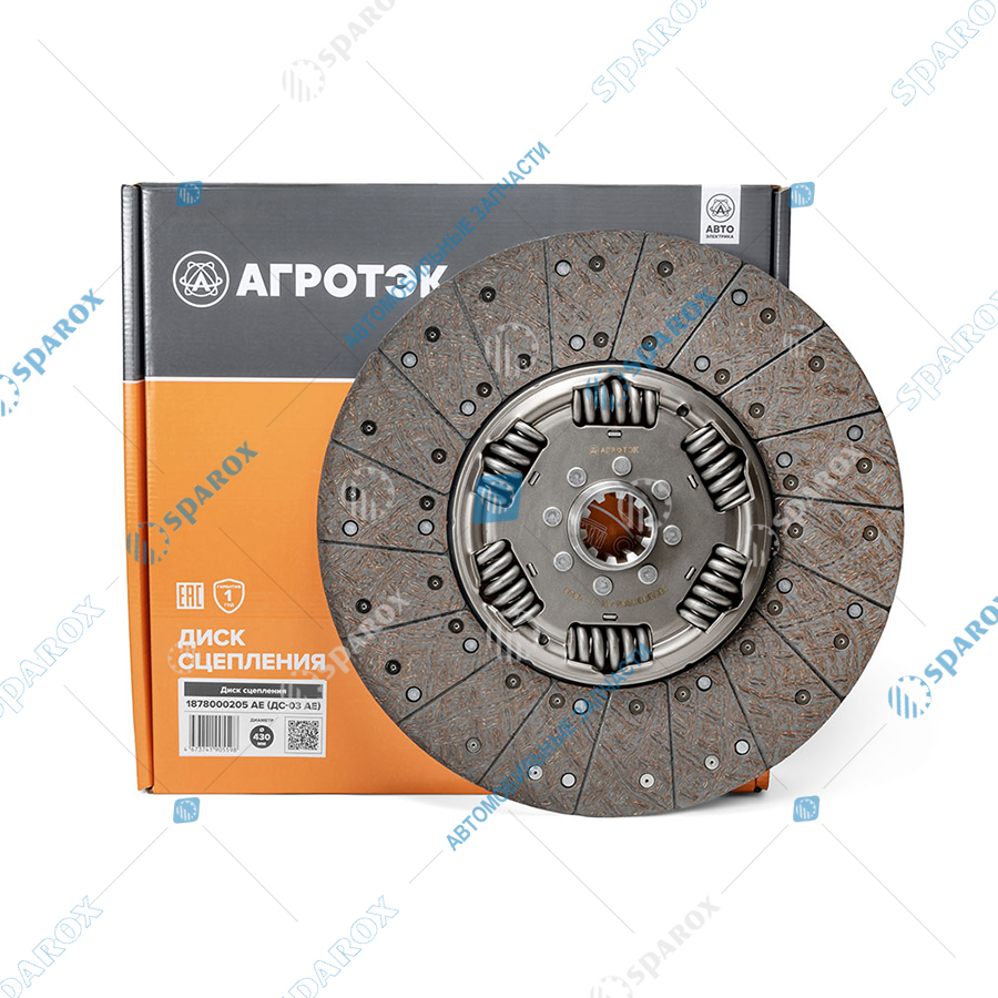 АЕ-1878000205 Диск сцепления ведомый, КамАЗ, с КПП ZF, для лепестковой корзины MFZ-430, d=430мм (ан. 205-1601130)