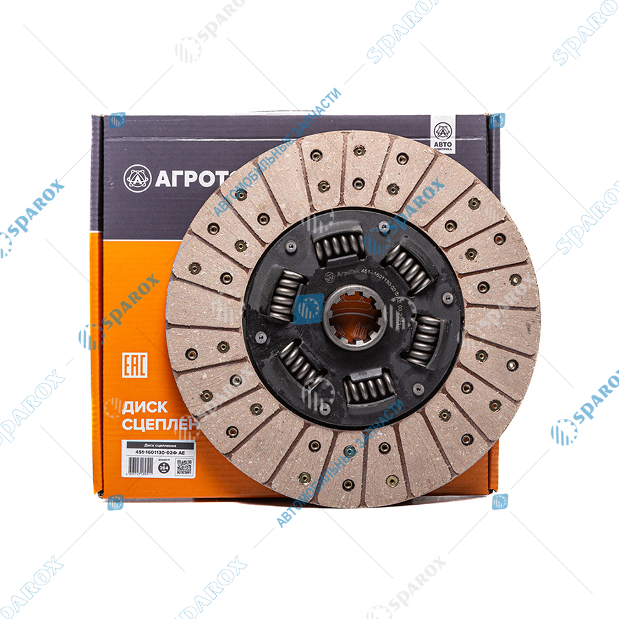 451-1601130-02Ф AE Диск сцепления ведомый, УАЗ, усиленный, под рычажную корзину, d=254мм (ан. 451-1601130-02, 451-01-1601130-02)