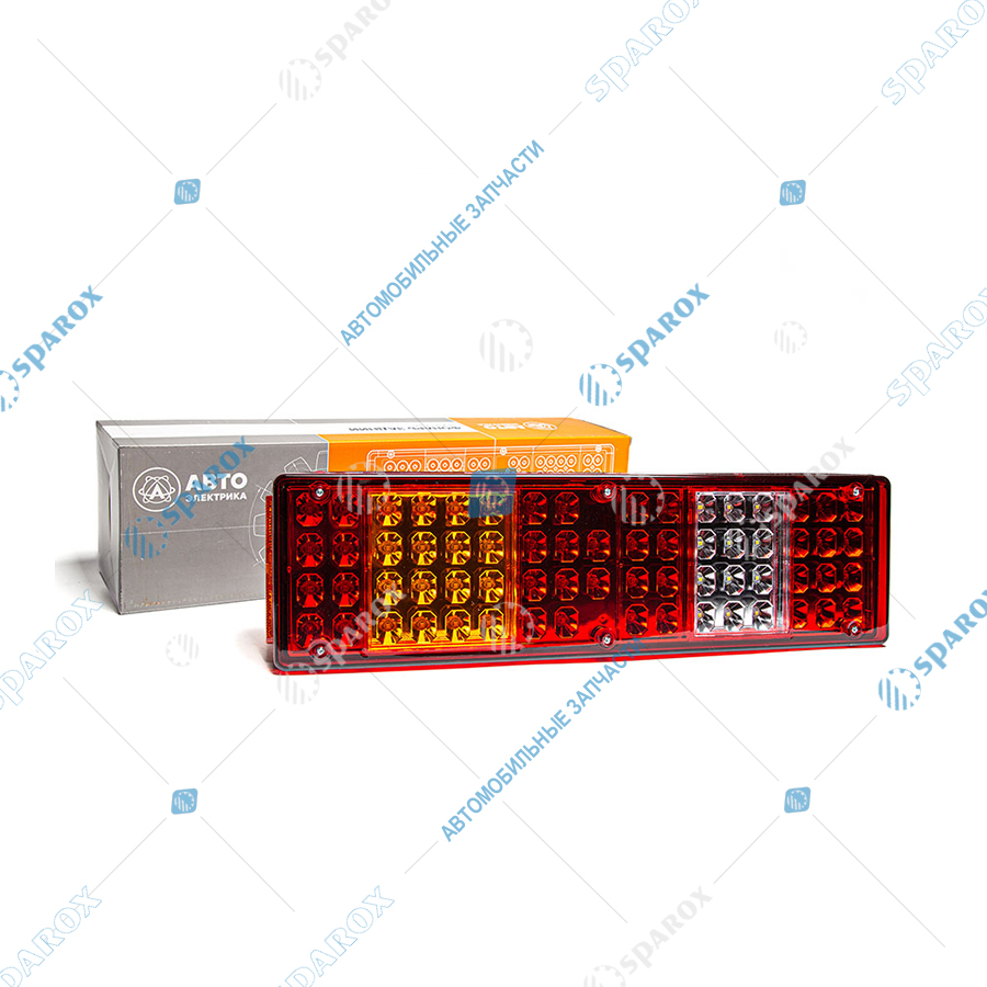 7452-3716-10 AE Фонарь задний, КамАЗ, МАЗ, УРАЛ, левый, светодиодный, с боковым габаритом, со светоотражателем, с подсветкой номера, жгут с вилкой сцаз, 24 В