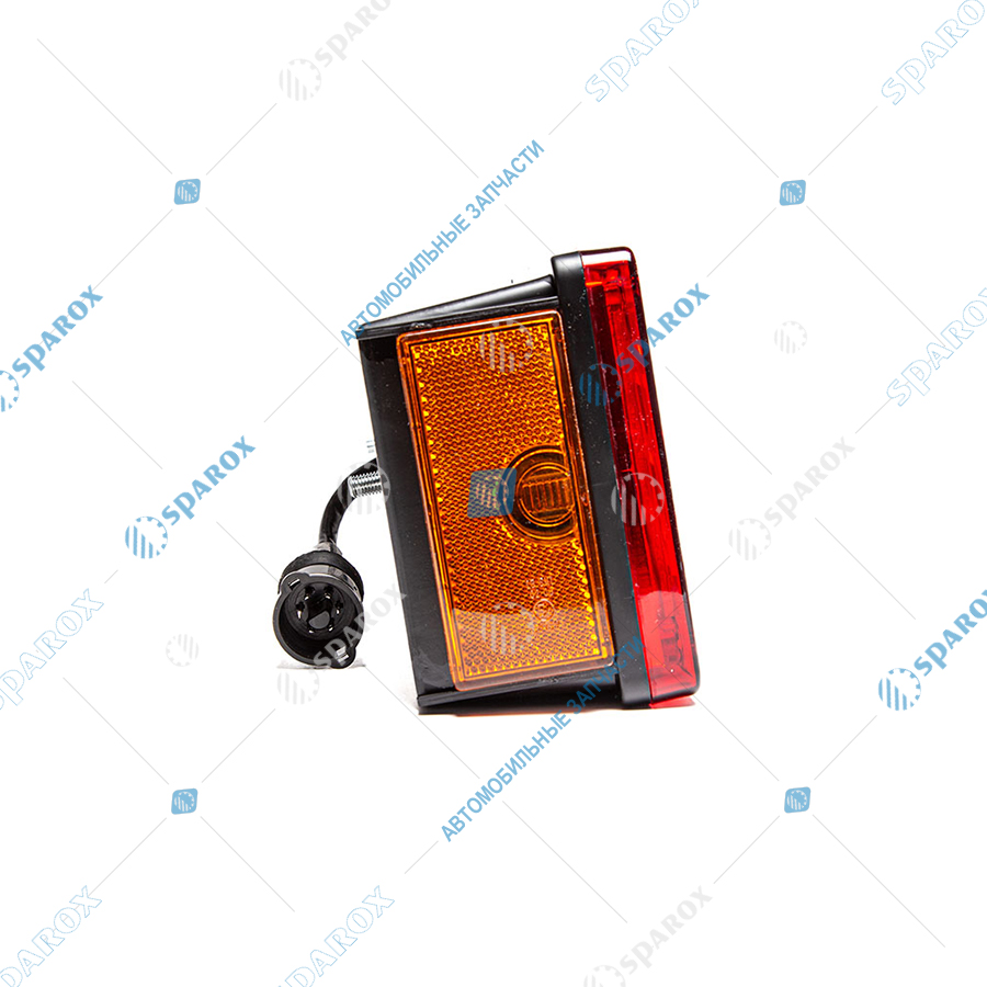 7452-3716-10 AE Фонарь задний, КамАЗ, МАЗ, УРАЛ, левый, светодиодный, с боковым габаритом, со светоотражателем, с подсветкой номера, жгут с вилкой сцаз, 24 В