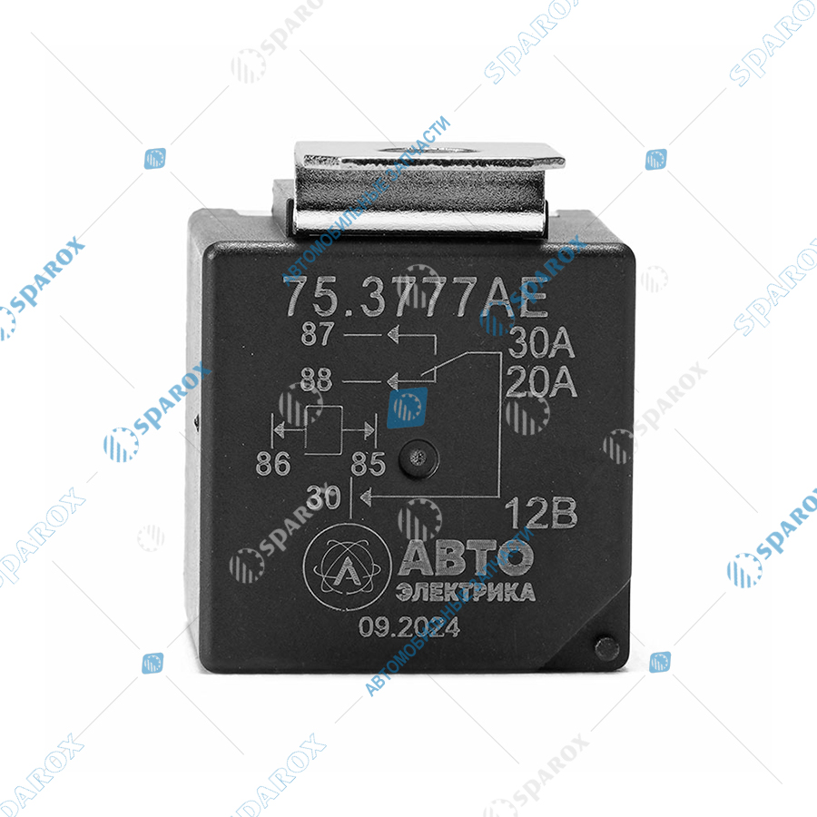 75-3777 AE Реле стартера (5-и контактное), ГАЗ, ВАЗ, УАЗ, 12 В, 30/20 А, переключающее, с кронштейном (карман под кронштейн), медные контакты, в блистере (ан. 90.3747, 98.3777)