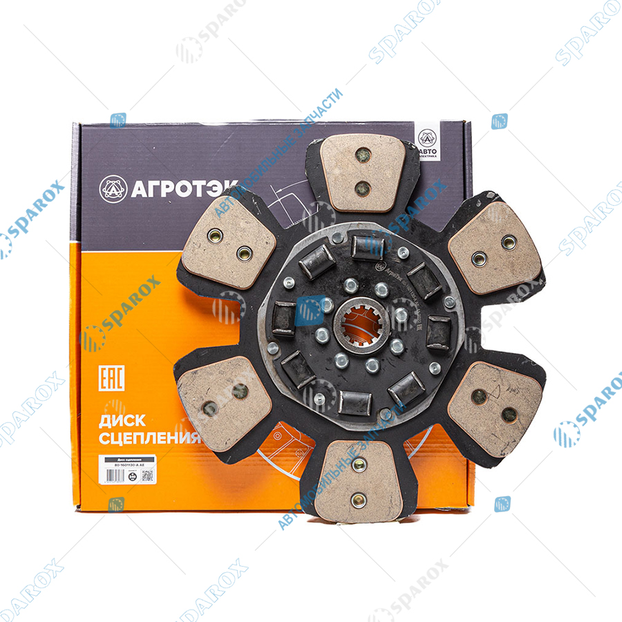 80-1601130-А AE Диск сцепления ведомый, МТЗ, 6 лепестков, с резиновыми демпферами, с металлокерамической накладкой, d=340мм (ан. LUK 332001410)