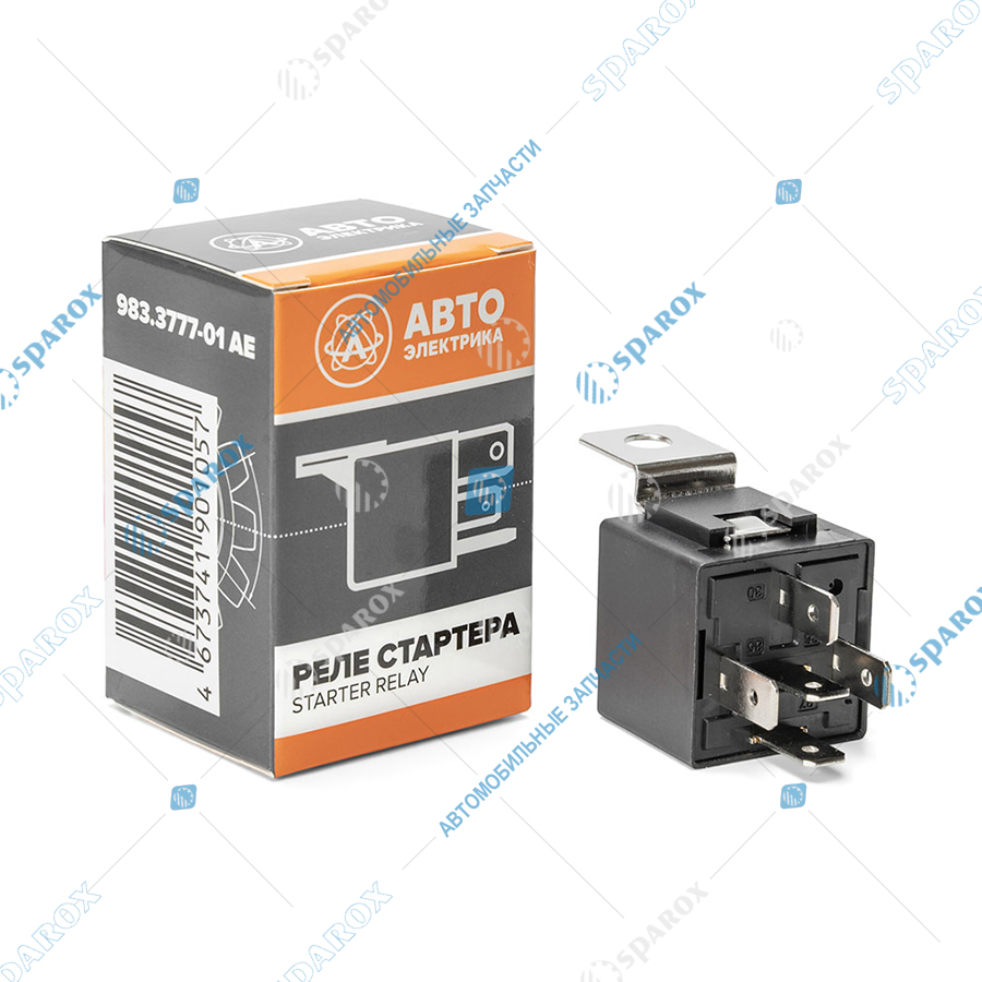 983-3777-01 AE Реле стартера (5-и контактное), КамАЗ, МАЗ, ГОМСЕЛЬМАШ, УРАЛ, АМКОДОР, 24 В, 20/10 А, переключающее, с кронштейном (карман под кронштейн) и помехоподавляющим резистором (ан. 903.3747-01,753.3777-01)