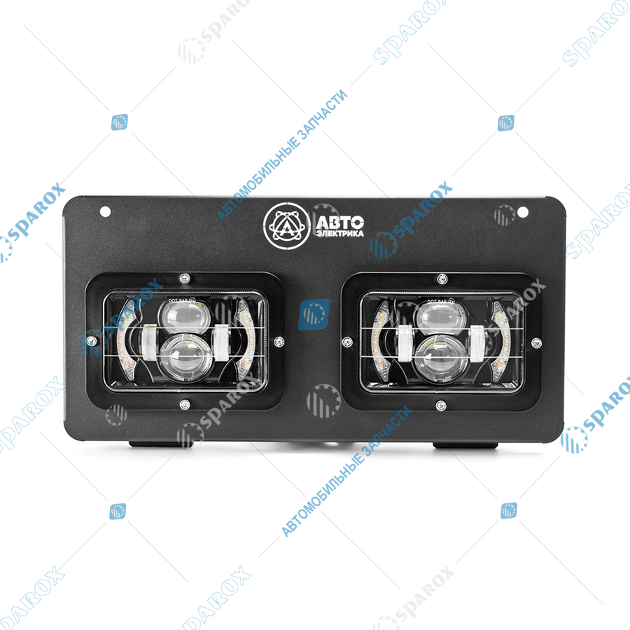 АЕ-FG308-RT-SET-LED Комплект светодиодных фар (2 шт), МТЗ, 9-30 В (ближний/дальний свет, ДХО, поворотник, с рамкой крепления), прямоугольная (ан. ФГ308)