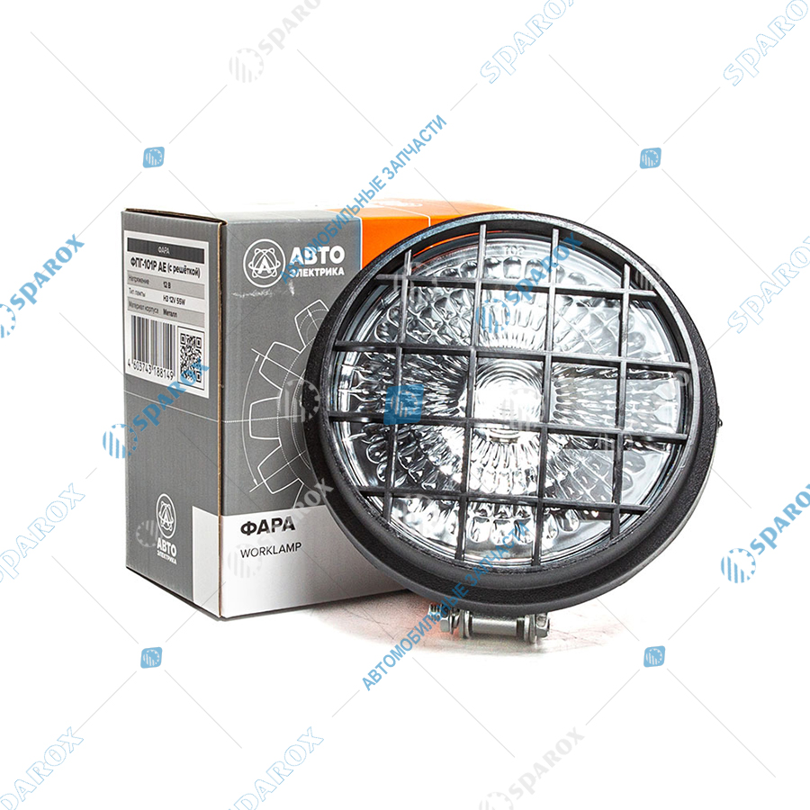 АЕ-ФПГ-101Р Фара рабочего освещения, круглая, с решеткой, металлический корпус, 12 В (H3-55) (ан.8724.3.06)