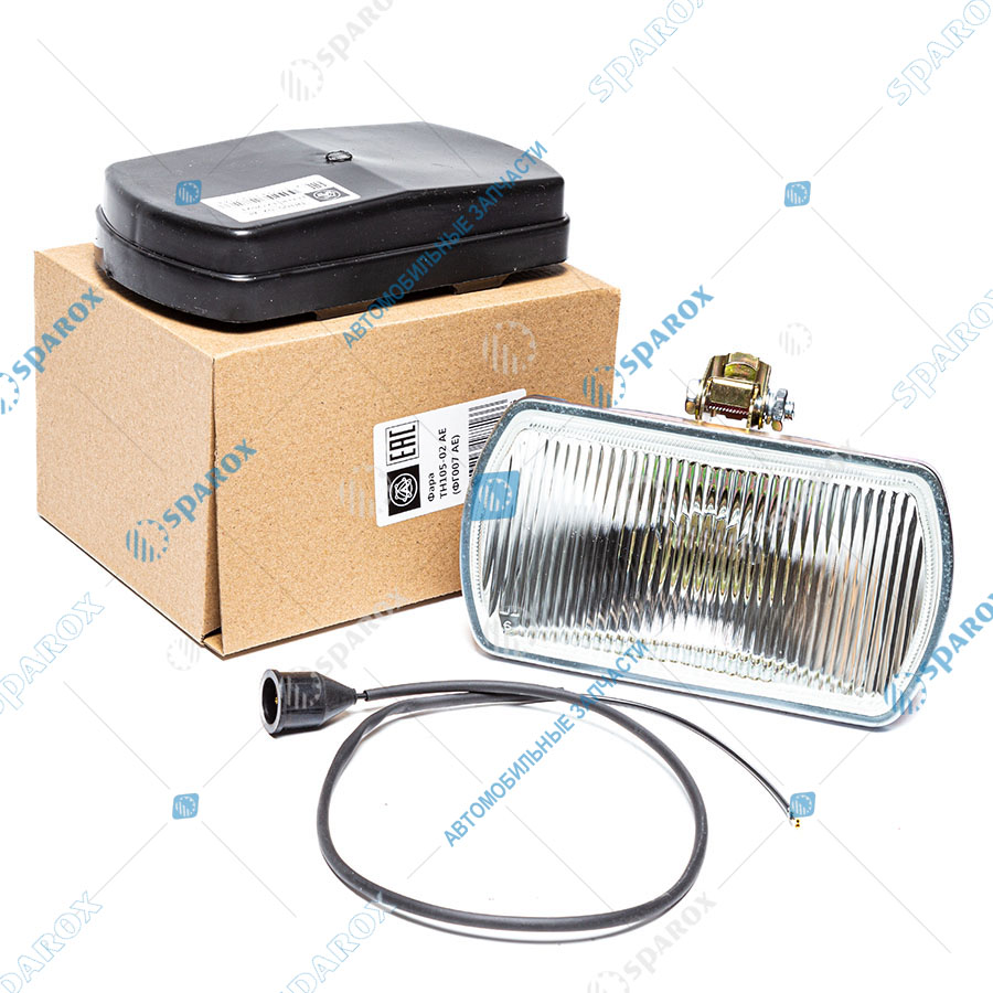 АЕ-ТН105-02 Фара противотуманная, белая, прямоугольная, рифленое стекло, с крышкой, универсальная, 12/24 В (H1)