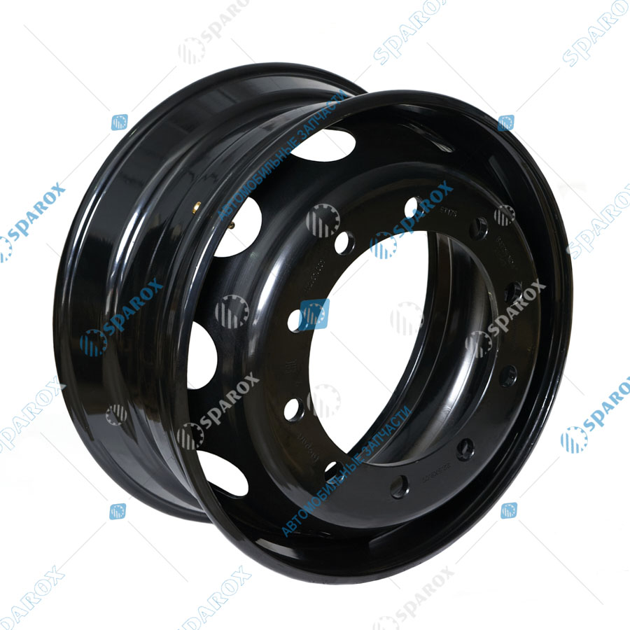 Tacpart-t02.31.001B Диск колеса 9.00х22.5 ET175 усиленный КАМАЗ, МАЗ, MB, SCANIA, MAN, VOLVO (6430-3101012) чёрный