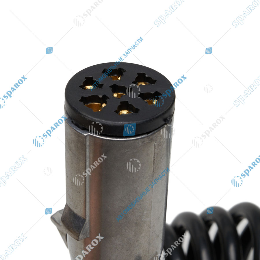 ДАЛИ-авто-DA-00602 Кабель электрический 6,5 м (евро удлин) черный с пружиной для грузовиков* (10 шт уп)